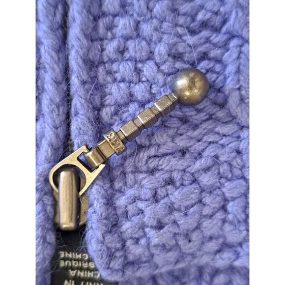 Icelandic Design Women's Medium Cable Knit Sweater Purple Silk Angora Full Zip - Picture 3 of 12